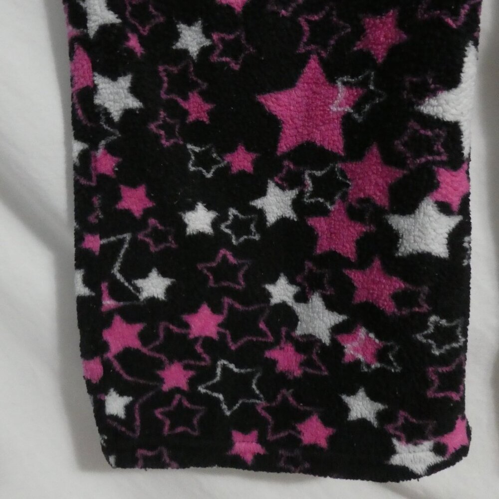 725 ORIGINALS | small | Black Fleece Pajama - Lounge Pants | Pink & White Stars - Picture 8 of 16